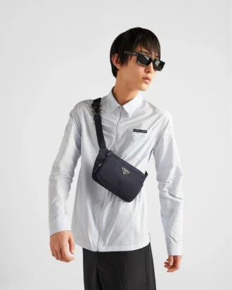Bolso de hombro de Re-Nylon y piel Saffiano