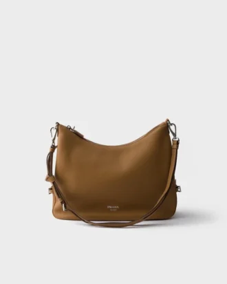 Bolso de hombro grande de cuero Prada Fold