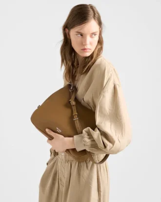 Bolso de hombro grande de cuero Prada Fold