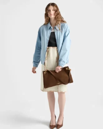 Bolso de hombro grande de gamuza Etude de Prada