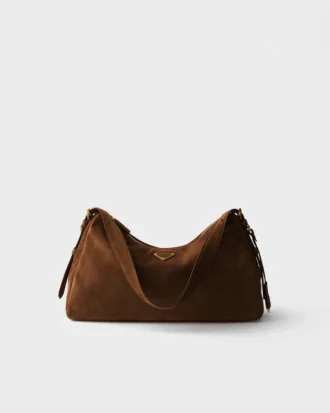 Bolso de hombro grande de gamuza Prada Aimae