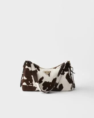 Bolso de hombro mediano de cuero estampado Prada Aimae