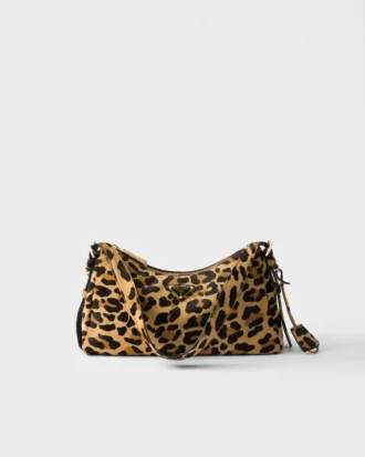 Bolso de hombro mediano de cuero estampado Prada Aimae