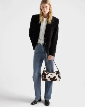 Bolso de hombro mediano de cuero estampado Prada Aimae