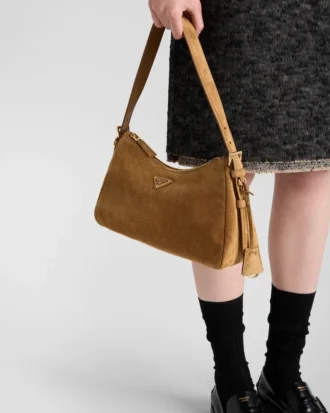 Bolso de hombro mediano de gamuza Prada Aimae