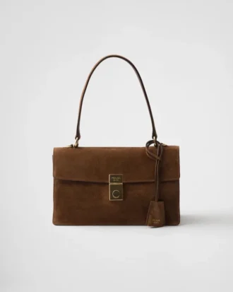 Bolso de hombro mediano de gamuza Prada Soft de Prada Bolso de hombro mediano de gamuza Prada Soft de Prada