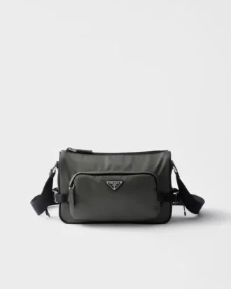 Bolso de hombro mediano de Re-Nylon y piel Saffiano