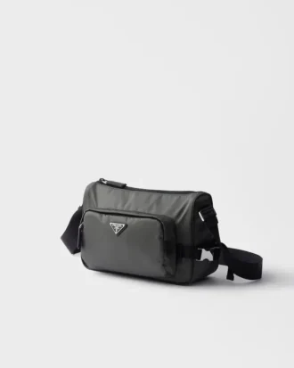 Bolso de hombro mediano de Re-Nylon y piel Saffiano