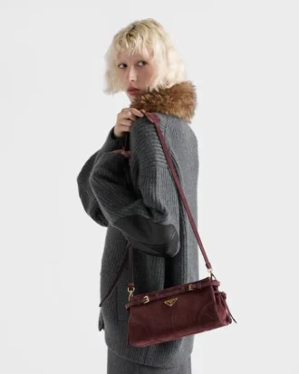 Bolso de hombro pequeño de gamuza Prada Bonnie