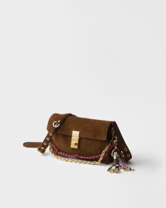 Bolso de hombro pequeño de gamuza Prada Soft de Prada Bolso de hombro pequeño de gamuza Prada Soft de Prada
