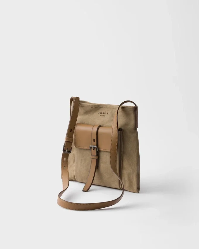 Bolso de hombro Prada Route de lona y cuero Bolso de hombro Prada Route de lona y cuero