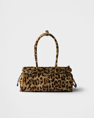 Bolso de mano mediano de cuero estampado Prada Bonnie