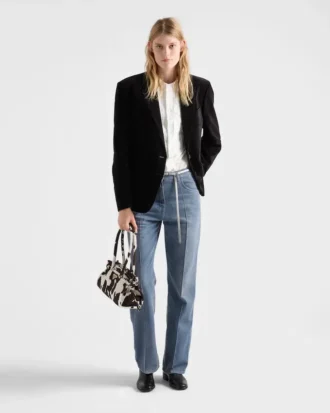 Bolso de mano mediano de cuero estampado Prada Bonnie
