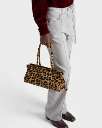 Bolso de mano mediano de cuero estampado Prada Bonnie