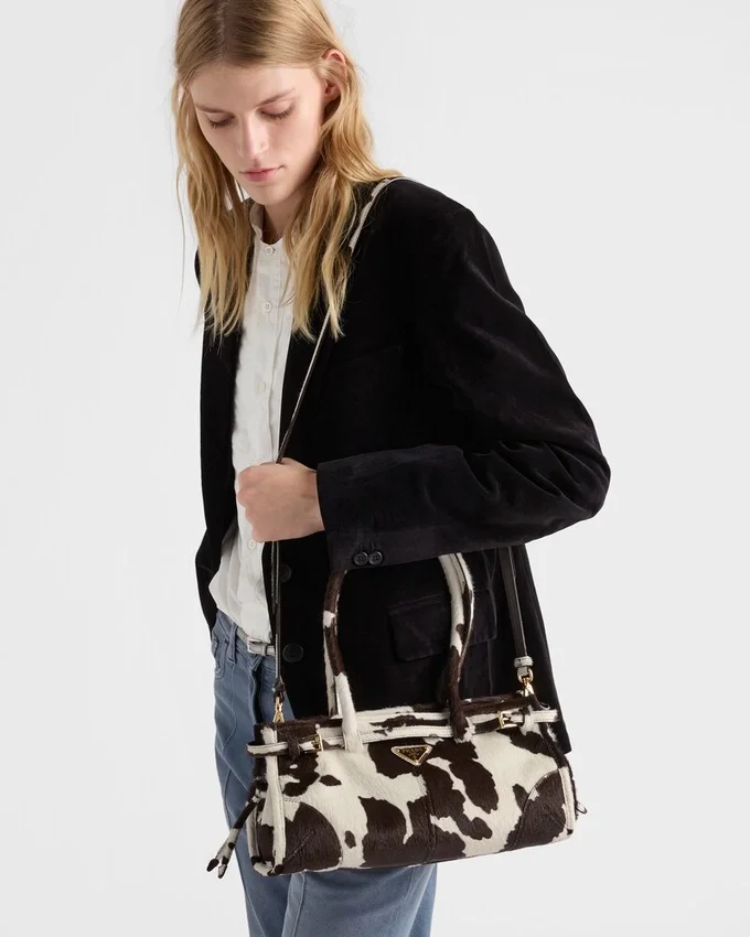 Bolso de mano mediano de cuero estampado Prada Bonnie Bolso de mano mediano de cuero estampado Prada Bonnie