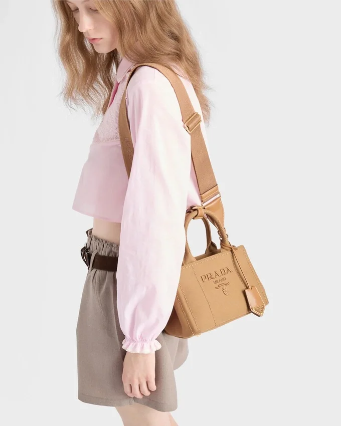 Bolso de mano Prada Jardiniare Mini de lona de algodón Bolso de mano Prada Jardiniare Mini de lona de algodón