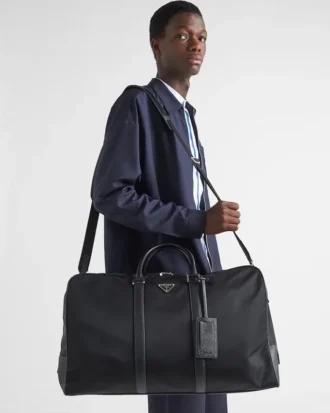 Bolso de viaje de Re-Nylon y piel Saffiano