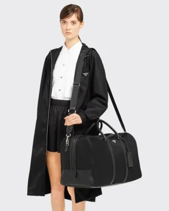 Bolso de viaje de Re-Nylon y piel Saffiano Bolso de viaje de Re-Nylon y piel Saffiano
