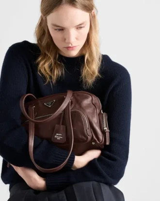 Bolso grande de asas con piel lavada
