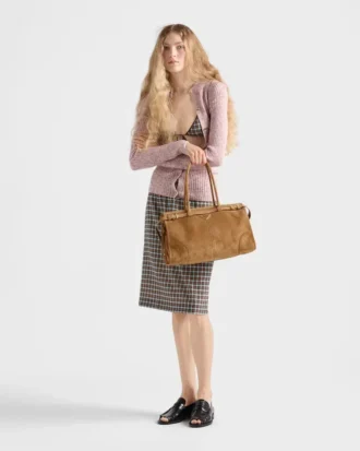 Bolso grande de gamuza Bonnie de Prada