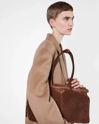 Bolso grande de gamuza Bonnie de Prada