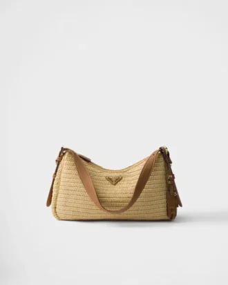 Bolso grande de ganchillo y cuero Prada Aimae