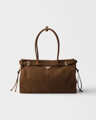 Bolso grande de piel de nubuck Bonnie de Prada