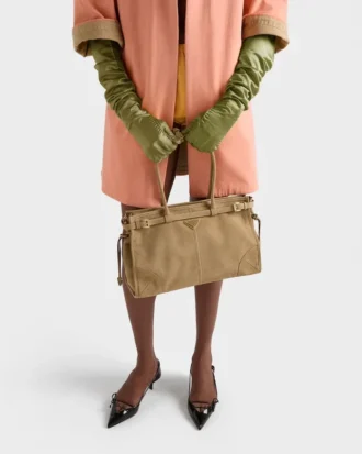 Bolso grande de piel de nubuck Bonnie de Prada