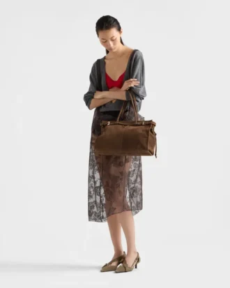 Bolso grande de piel de nubuck Bonnie de Prada