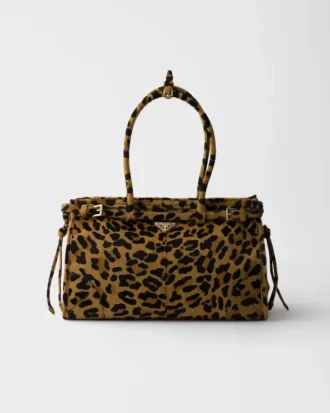 Bolso grande de piel estampada Bonnie de Prada