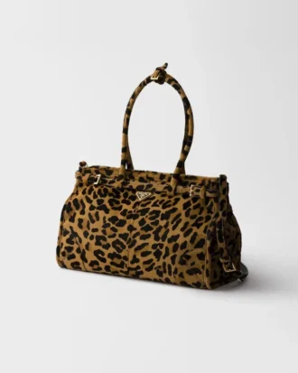 Bolso grande de piel estampada Bonnie de Prada