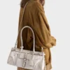 Bolso mediano de lino estampado y cuero Bonnie de Prada Bolso mediano de lino estampado y cuero Bonnie de Prada