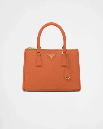 Bolso mediano de piel de avestruz Prada Galleria