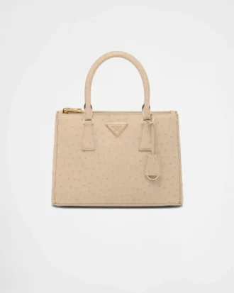 Bolso mediano de piel de avestruz Prada Galleria