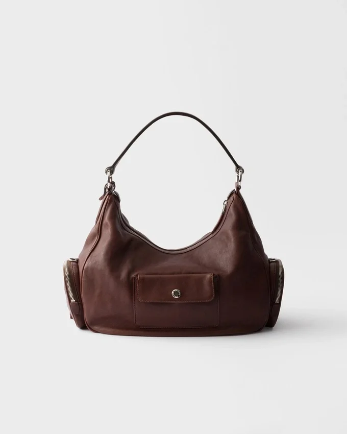 Bolso mediano de piel lavada Bolso mediano de piel lavada