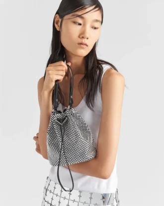Bolso mini de satén con cristales