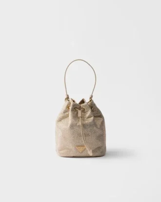 Bolso mini de satén con tachuelas de cristal