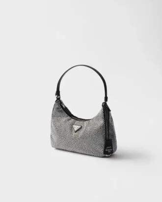 Bolso mini de satén con tachuelas de cristal Prada Re-Edition 2005