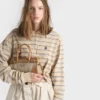 Bolso pequeño Bonnie de Prada en lino y cuero Bolso pequeño Bonnie de Prada en lino y cuero