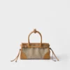 Bolso pequeño Bonnie de Prada en lino y cuero Bolso pequeño Bonnie de Prada en lino y cuero