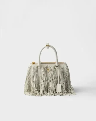 Bolso pequeño de cuero con flecos Prada Galleria