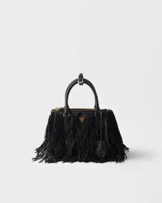 Bolso pequeño de cuero con flecos Prada Galleria