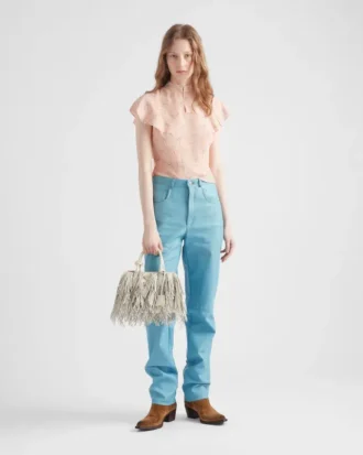 Bolso pequeño de cuero con flecos Prada Galleria