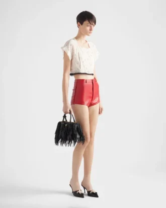 Bolso pequeño de cuero con flecos Prada Galleria