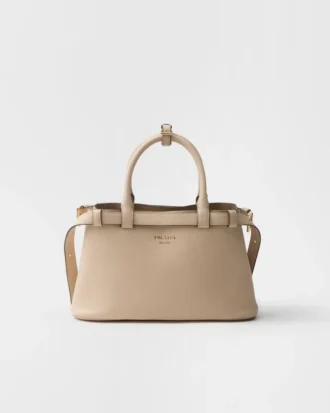 Bolso pequeño de cuero con hebilla y doble correa de Prada