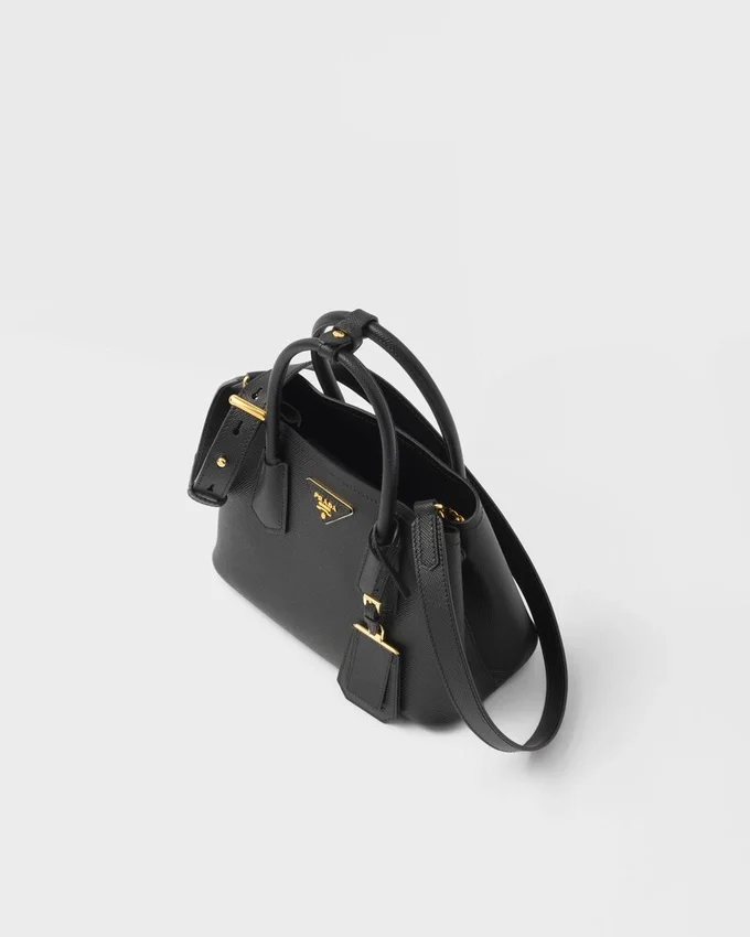 Bolso pequeño doble de piel Saffiano de Prada Double Bolso pequeño doble de piel Saffiano de Prada Double