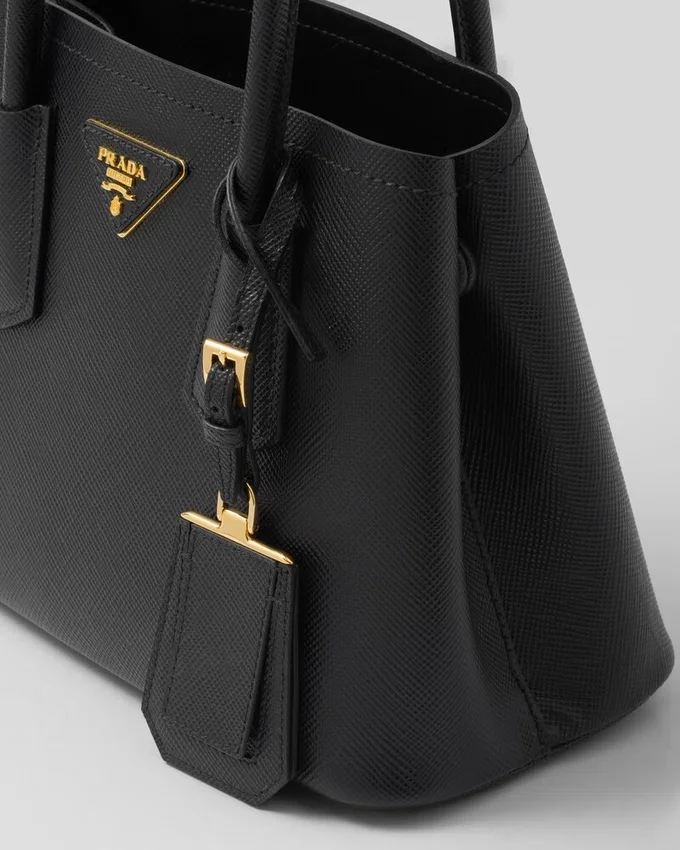 Bolso pequeño doble de piel Saffiano de Prada Double Bolso pequeño doble de piel Saffiano de Prada Double