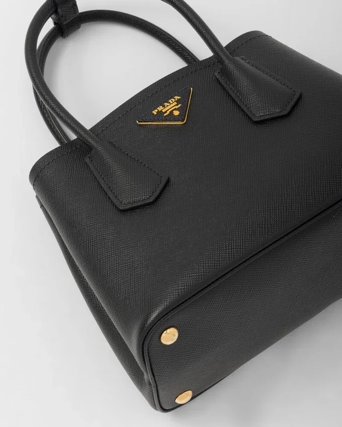 Bolso pequeño doble de piel Saffiano de Prada Double Bolso pequeño doble de piel Saffiano de Prada Double