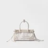 Bolso pequeño Prada Bonnie de lino estampado y cuero Bolso pequeño Prada Bonnie de lino estampado y cuero