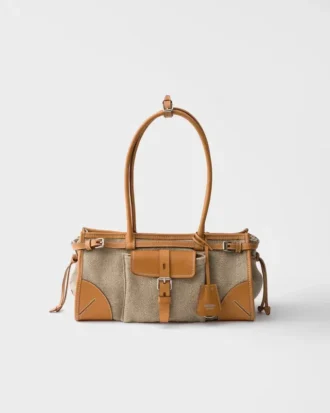 Bolso Prada Bonnie mediano de lino y cuero